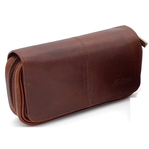 Guy Janot Leather Pipe Pouch for 2 pipes Large Bourbon 