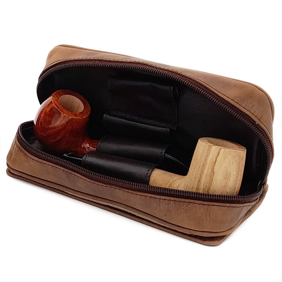 Guy Janot Leather Pipe Pouch for 2 pipes Scotland Green