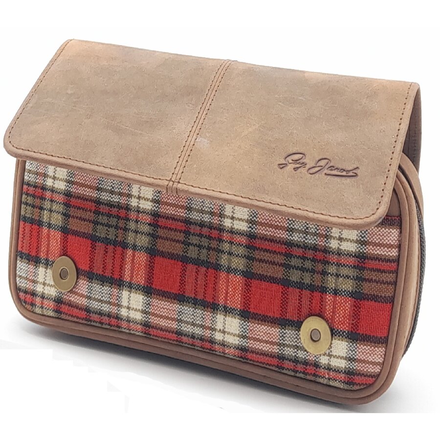 Guy Janot Leather Pipe Pouch for 3 pipes Scotland Red