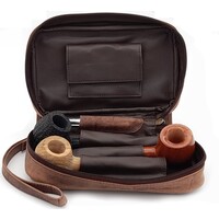 Guy Janot Leather Pipe Pouch for 3 pipes Scotland Red