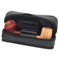 Guy Janot Leather Pipe Pouch for 2 pipes Black