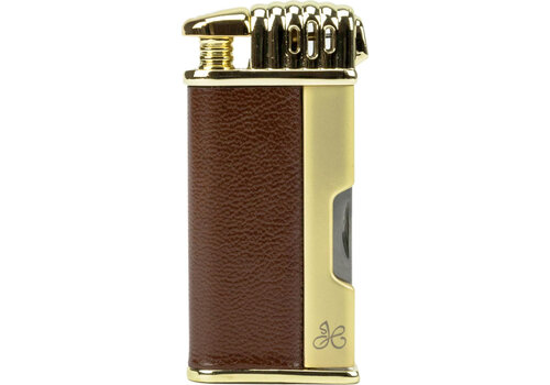 Pijpaansteker Jean-Claude Kent Gold/Brown Leather 