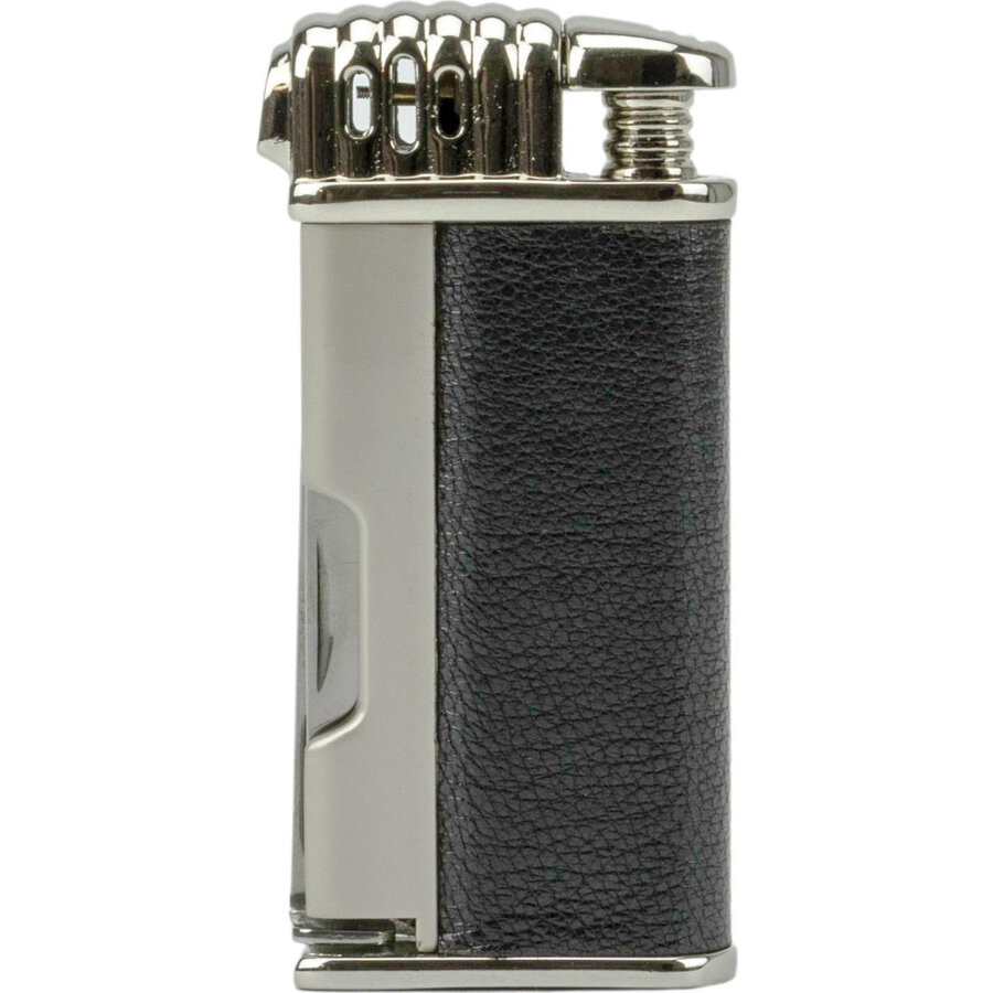 Pijpaansteker Jean-Claude Kent Chrome/Black Leather