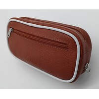 Guy Janot Leather Pipe Pouch for 2 pipes Cognac/White