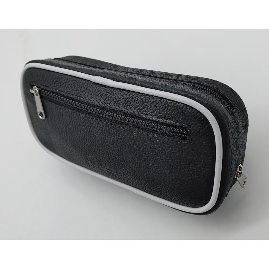 Guy Janot Leather Pipe Pouch for 2 pipes Black/White
