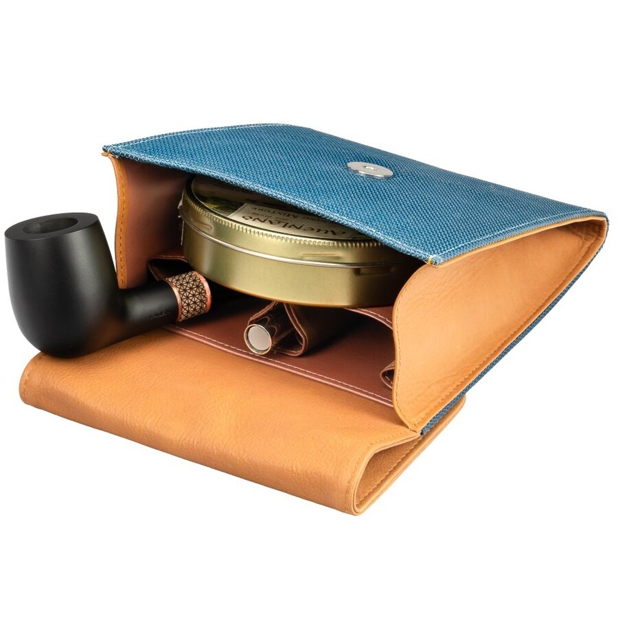 Vauen Leather Pipe Bag Easy  for 2 pipes Blue