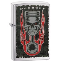Aansteker Zippo Detroit Piston Skull Flame