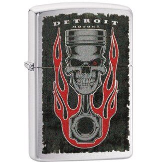 Zippo Lighter Zippo Detroit Piston Skull Flame