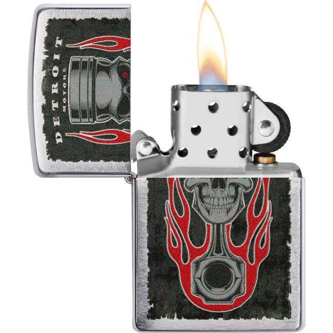 Lighter Zippo Detroit Piston Skull Flame