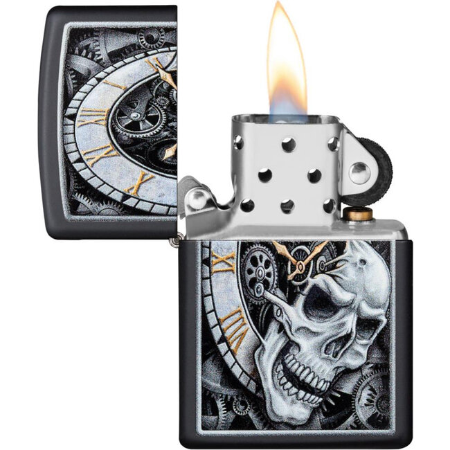 Aansteker Zippo Skull Clock