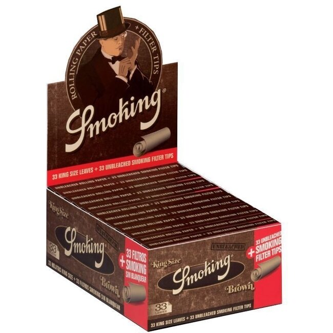 Smoking Smoking Kingsize Brown Rolling Paper & Tips Box