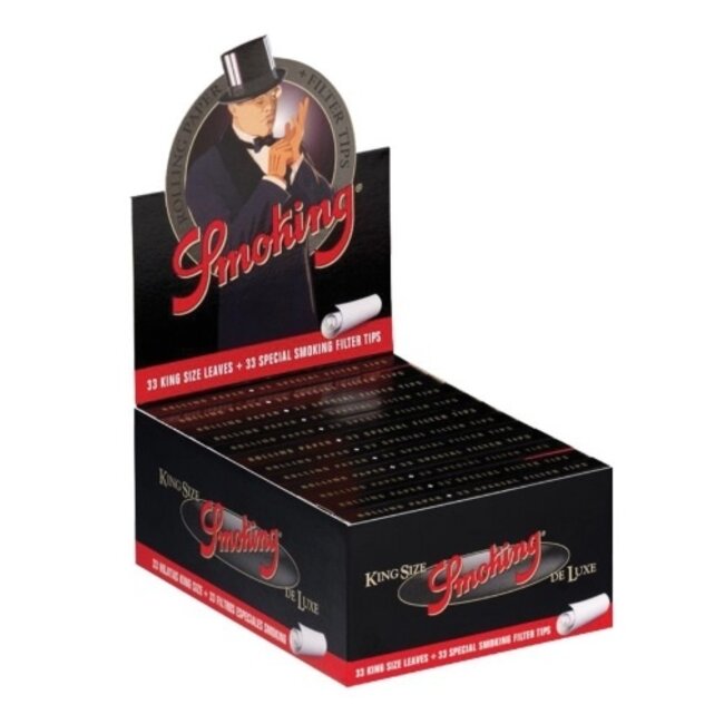 Smoking Smoking Kingsize Deluxe Black Vloei & Tips Box