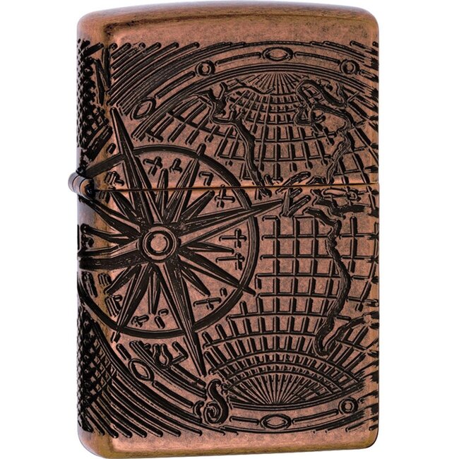 Aansteker Zippo Armor Case World Map Multi Cut