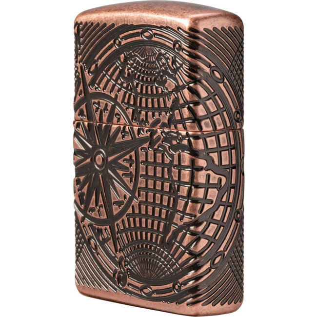 Aansteker Zippo Armor Case World Map Multi Cut