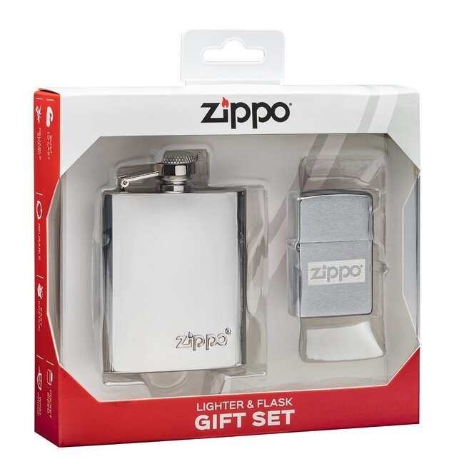 Gift Set Zippo Lighter with Hip Flask