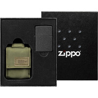 Gift Set Zippo Aansteker Black Crackle met Nylon Pouch Green
