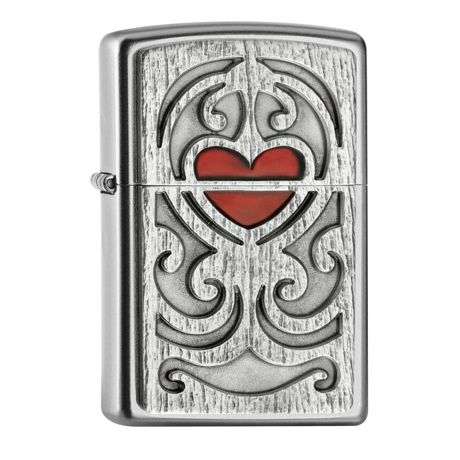 Lighter Zippo Wood Heart Emblem