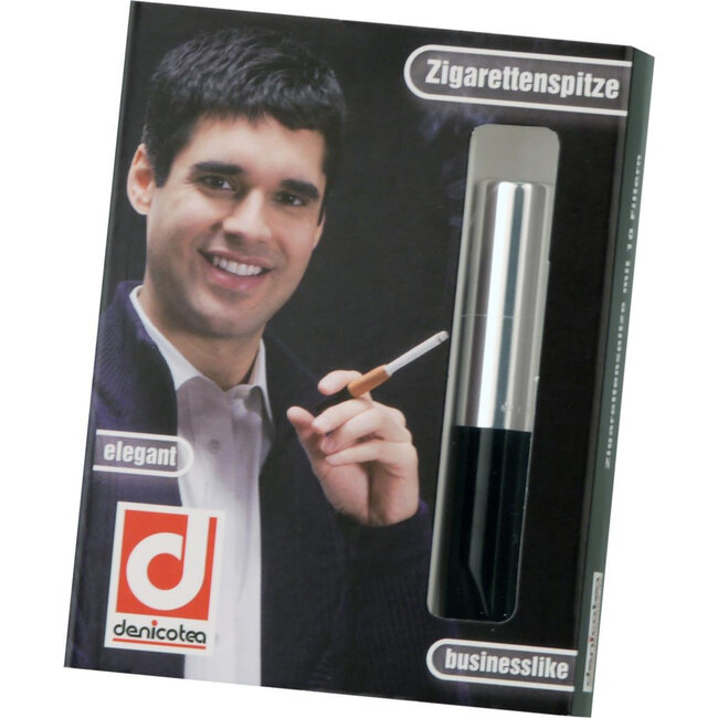 Denicotea Cigarette Holder Ejector Short Silver Saddle