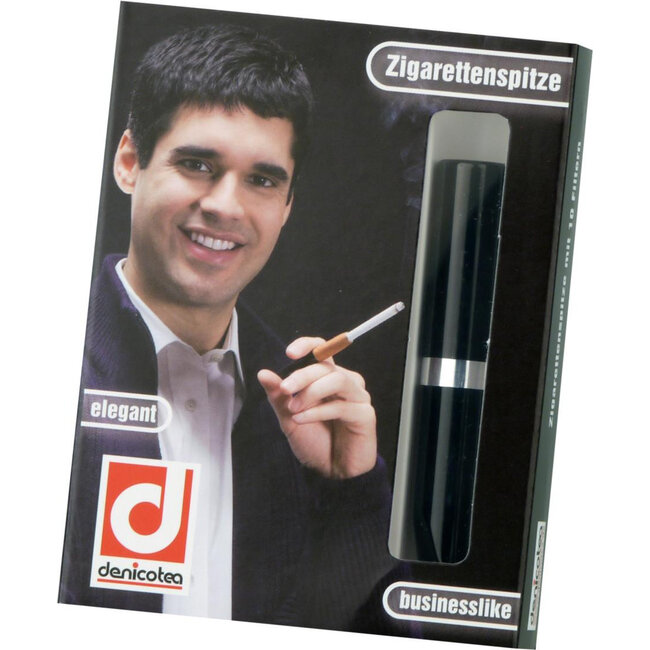 Denicotea Cigarette Holder Ejector Short Silver Ring Saddle