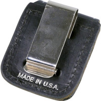 Gift Set Zippo Lighter Brushed Chrome met Leather Pouch Black Clip