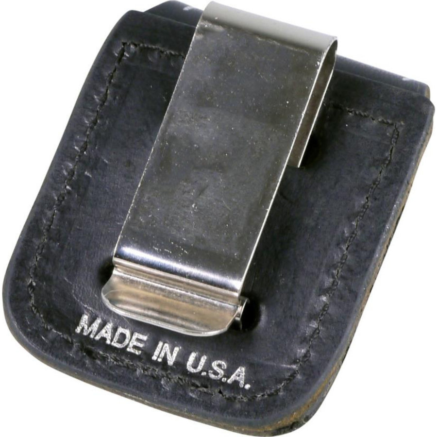 Gift Set Zippo Aansteker Brushed Chrome met Leather Pouch Black Clip