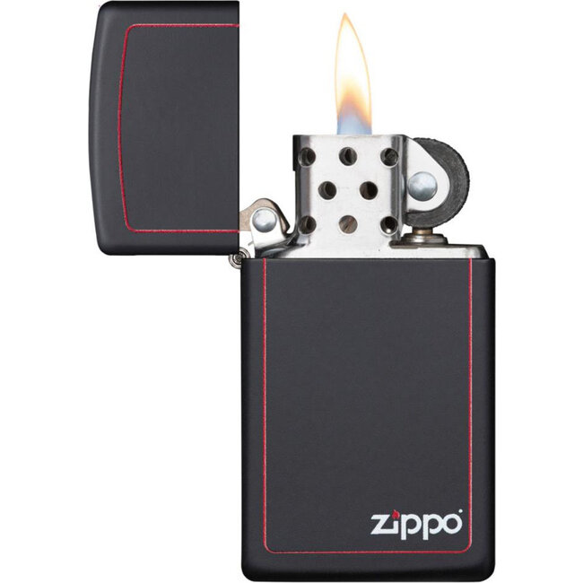 Aansteker Zippo Black Matte Slim with Border