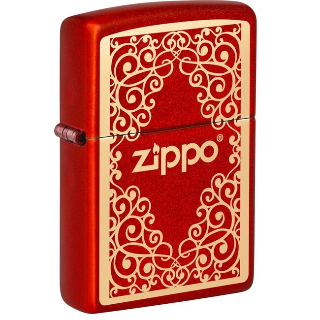 Lighter Zippo Metallic Red Ornamental Design