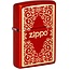 Lighter Zippo Metallic Red Ornamental Design