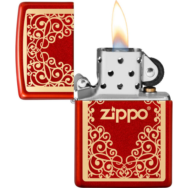 Aansteker Zippo Metallic Red Ornamental Design