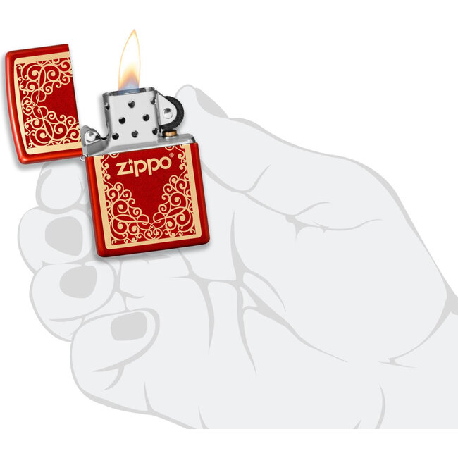 Aansteker Zippo Metallic Red Ornamental Design