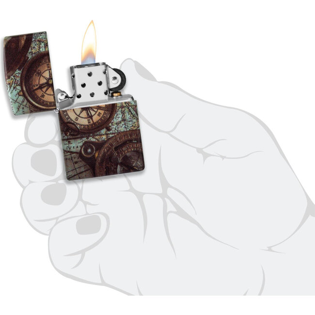 Lighter Zippo Compass World Map