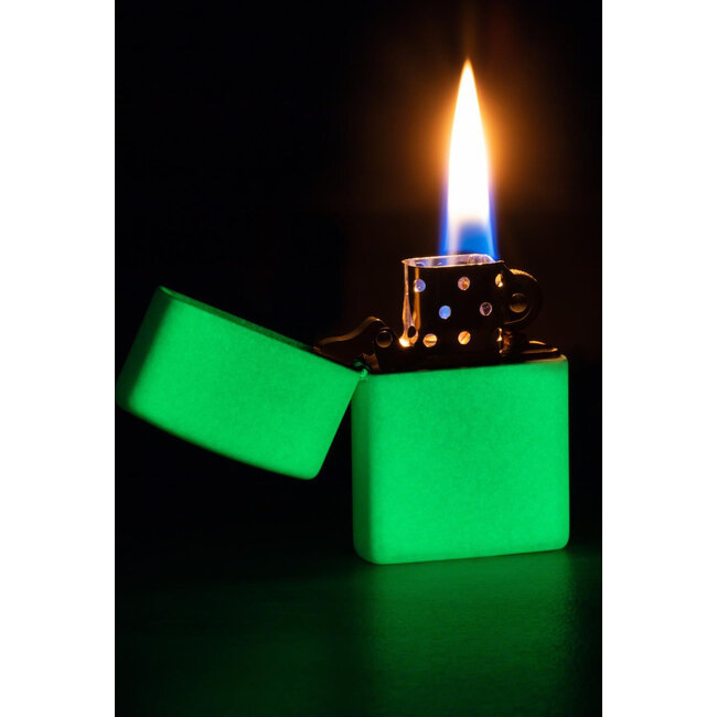 Aansteker Zippo White Glow in the Dark Green with Logo