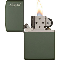 Aansteker Zippo Green Matte with Logo