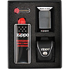 Zippo Gift Set Zippo Aansteker Brushed Chrome met Leather Pouch Black Loop