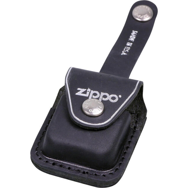 Gift Set Zippo Lighter Brushed Chrome met Leather Pouch Black Loop