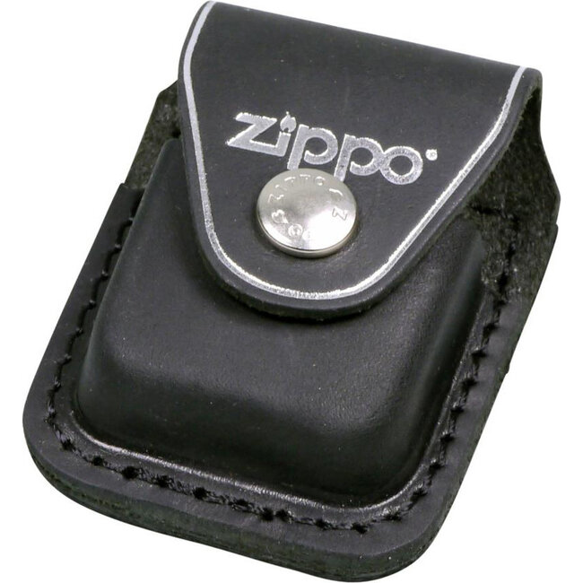 Gift Set Zippo Lighter Brushed Chrome met Leather Pouch Black Loop