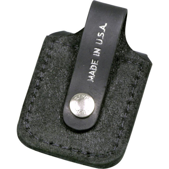 Gift Set Zippo Lighter Brushed Chrome met Leather Pouch Black Loop