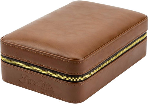 Travel Humidor Skai Leather Brown for 5 Cigars 