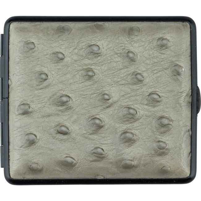 Cigarette Case Leather Ostrich Grey