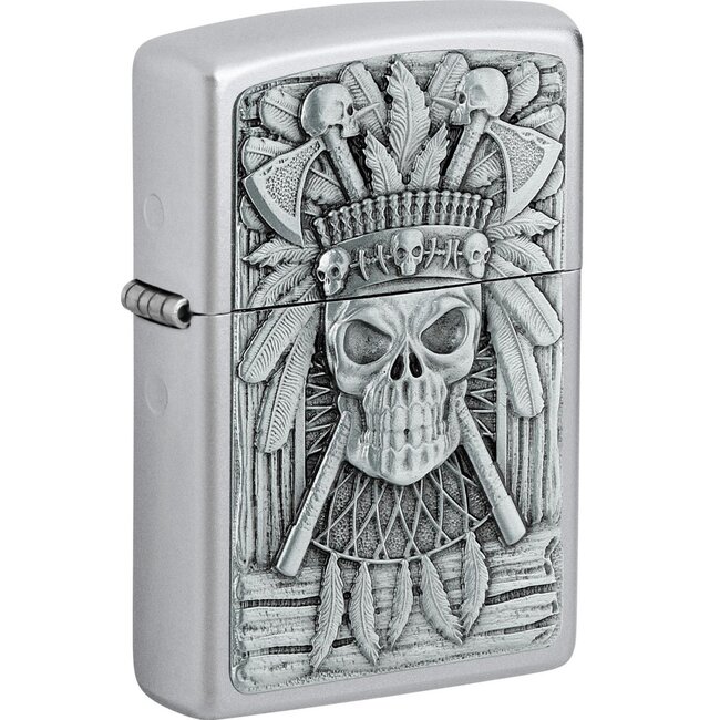 Lighter Zippo Indian Skull Emblem