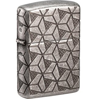 Zippo Lighter Zippo Armor Case Geometric Pattern Silver Plate