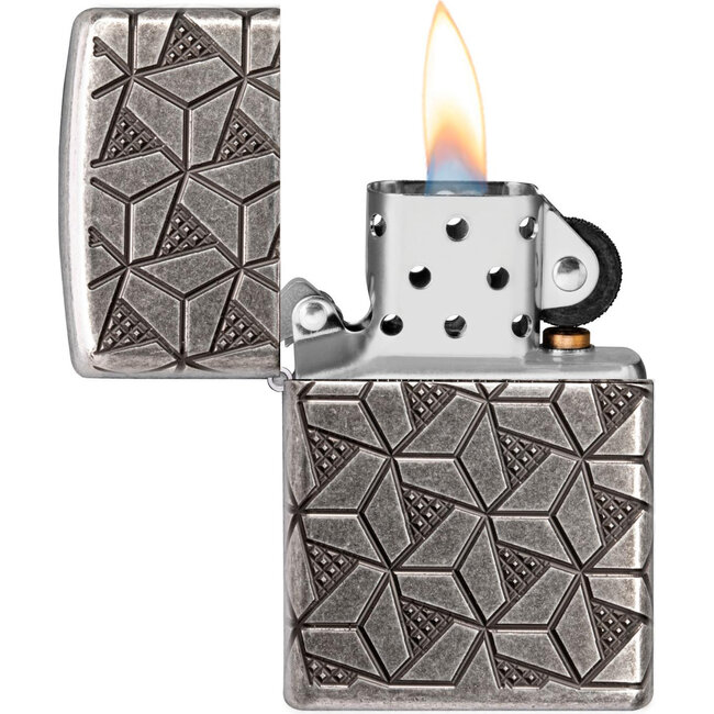 Aansteker Zippo Armor Case Geometric Pattern Silver Plate