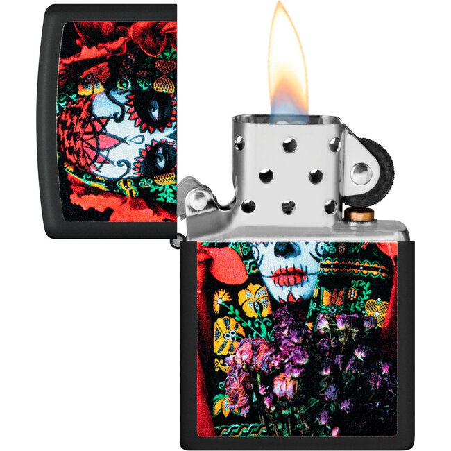 Lighter Zippo Sugar Skull Woman Glow in the Dark