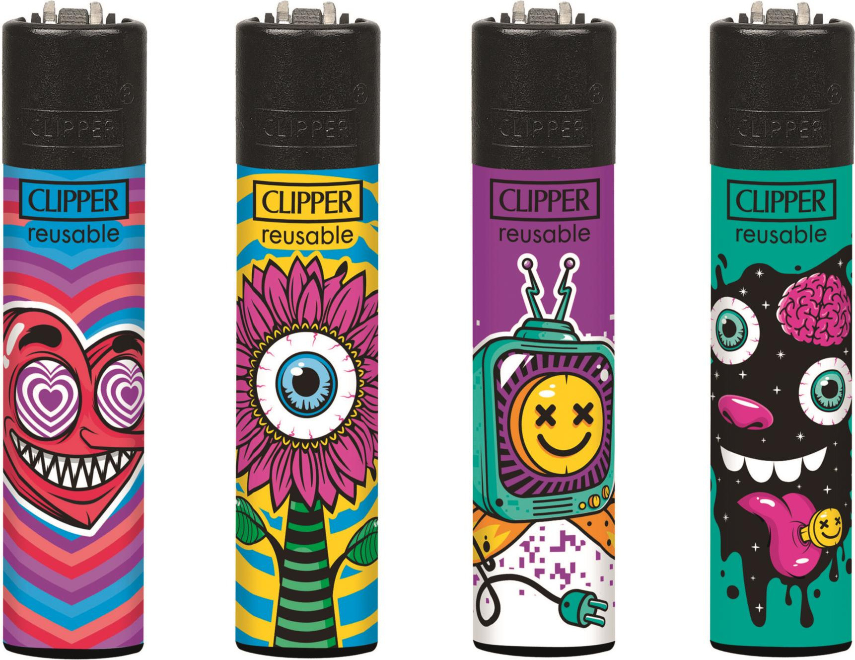 Set of 4 Clipper Lighters Trippy 3 Haddocks