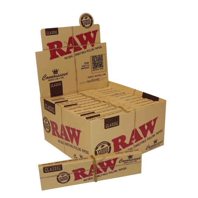 Raw Connaisseur Kingsize Slim Rolling Paper & Tips Box