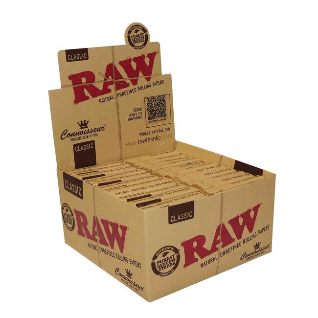 Raw Raw Connaisseur Kingsize Slim Rolling Paper & Tips Box