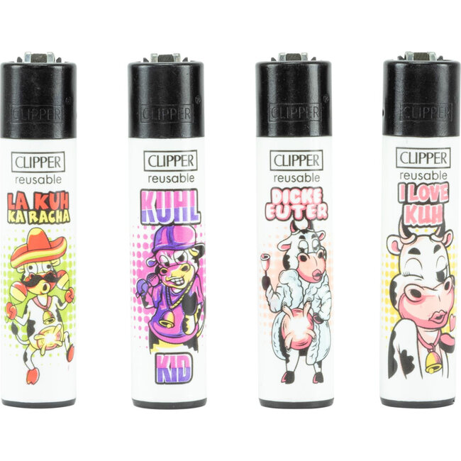 Clipper Set of 4 Clipper Lighters Cow