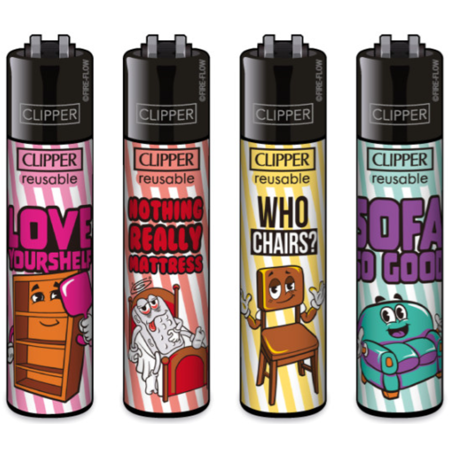 Set of 4 Clipper Lighters Slogan 48
