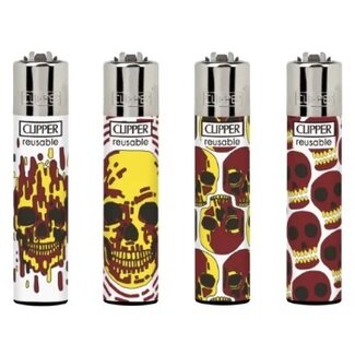 Clipper Set of 4 Clipper Lighters Fire Skulls