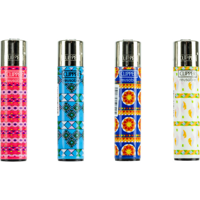 Clipper Set of 4 Clipper Lighters Hippie Colorful